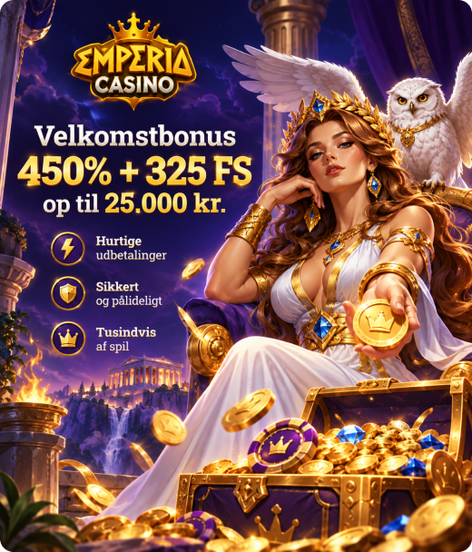 Emperia Casino registrering med velkomstbonus 450% + 325 free spins